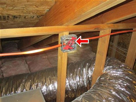 plastic junction box in attic|attic junction box under insulation.